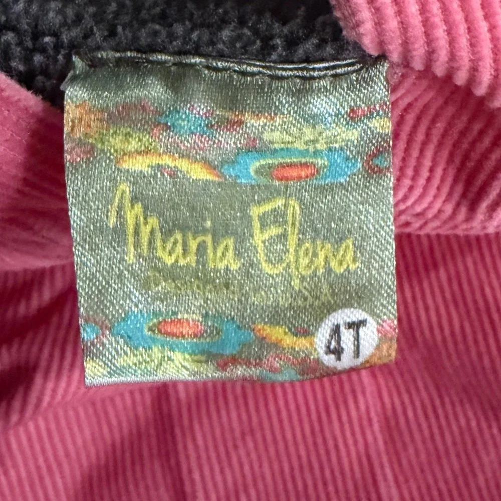 Maria Elena Pink Corduroy Hooded Jacket Fleece Lined Peplum Girls 4T